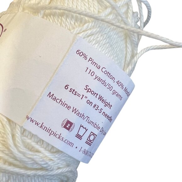 Knit Picks Yarn Assortment: CotLin Swan Shine Sport Caution Crayon White 6 Pcs - Picture 16 of 16